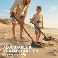 Outsunny Metal Detector for Adults, IP68 Waterproof Search Coil with LCD Display, 5 Modes Gold Detector with Carry Bag, Shovel(m-8)