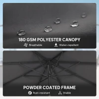 Outsunny 2.7 m Garden Parasol Umbrella with Cross Base and Sandbag, Retractable Ribs, Outdoor Table Market Umbrella, Black(m-7)