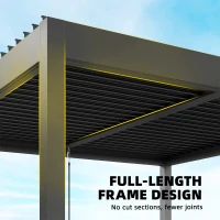 Outsunny 3 x 3 m Louvered Pergola with Adjustable Metal Louvred Roof, Aluminium Patio Gazebo with Netting and Curtains, Dark Grey(m-7)