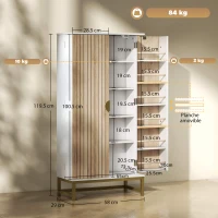 HOMCOM Armario Despensa Cocina con 2 Puertas con 12 Estantes Alacena Moderna con 5 Estantes Ajustables Blanco(m-3)