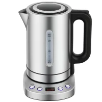 HOMCOM Electric Kettle, 1.7L, Fast Boil, 3kW Water Kettle with UK Strix Thermostat, Keep Warm Function, LCD Base, Silver Tone(m-10)