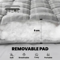 Outsunny Camping Cot with Soft Pad, 80cm Extra Wide Folding Cots with Side Pocket and Carry Bag, Grey(m-5)