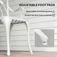 Outsunny 3 Pieces Garden Bistro Set, Cast Aluminium Outdoor Dining Set with 2 Chairs and Round Table with Parasol Hole, White(m-7)