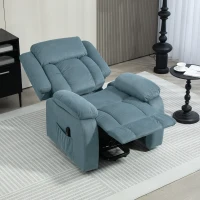 HOMCOM Sillón Relax Reclinable Eléctrico Levanta Personas con Puerto USB Control Remoto Asiento Ancho Reposapiés Azul(m-8)