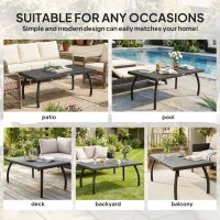 Outsunny PE Wicker Rattan Garden Coffee Table - Black(m-7)