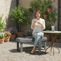 Outsunny Wooden Outdoor Bench, 2 Seater Garden Bench, Backless Patio Bench with Slatted Curved Seat, Grey Embossed Finish(m-9)