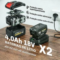 Outsunny Soprador de Folhas Sem Fios 18 V com 2 Baterias 4.0 Ah e Carregador Motor Sem Escovas 600 W 3 Velocidades Correia para Ombro 149 km/h 96x16,5x29 cm Preto(m-5)
