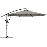 Outsunny 3 m Cantilever Parasol with Protective Cover and Wind Ropes, Banana Parasol with Crank Handle, Light Grey