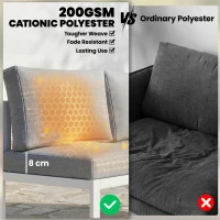 Outsunny 6 Seater Metal Garden Furniture Corner Sofa Set with 3 Loveseats, Faux Wood Table, Texteline Seat, Cushions, White(m-5)