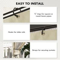 Outsunny Panele boczne do pawilonu, 4 elementy do ogrodowego namiotu, z zamkiem błyskawicznym, 3 x 3 m, kremowe(m-6)