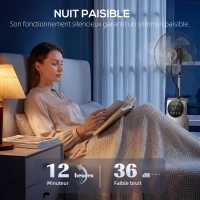 HOMCOM Ventilateur brumisateur 90W, ventilateur sur pied 138cm, 3 vitesses, 3 modes, ionisation négative, antimoustique, noir(m-7)