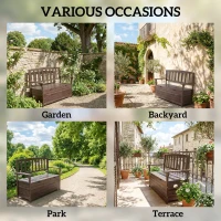 Outsunny Outdoor 2 Seater Garden Bench, Wooden Bench with Storage, Backrest, Arm Rests, 112 x 84 x 58 cm, Brown(m-6)