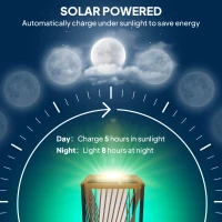 Outsunny Rattan Solar Garden Lights, Auto On/Off LED Floor Lamp, Sand Brown(m-4)