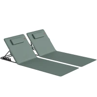 Outsunny Foldable Sun Loungers Set of 2, Portable Folding Beach Lounger with 4-level Adjustable Backrest, Grey(m-1)