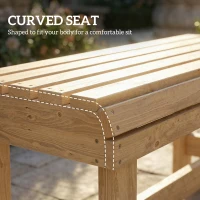 Outsunny Wooden Outdoor Bench, 2 Seater Garden Bench, Backless Patio Bench with Slatted Curved Seat, Natural Wood Finish(m-5)