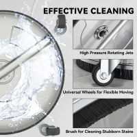 Outsunny Pressure Washer Surface Cleaner 3600 PSI Power Washer Rotary Surface Cleaner with 4 Wheels for Driveways(m-5)