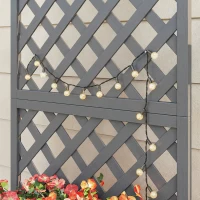 Outsunny Wood Planter with Trellis for Climbing Plants, Raised Bed, Planter Box with Drainage Holes to Grow Herbs Flowers, Grey(m-9)