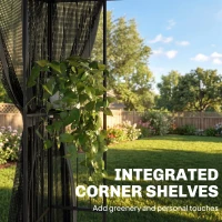 Outsunny 3 x 3 m Outdoor Garden Gazebo with Post Shelves, UPF50+ Double Roof Patio Permanent Pavilion, Grey(m-5)