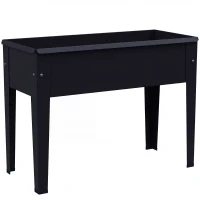Outsunny Raised Planter, Metal Raised Garden Bed on Legs with Drainage Hole and Foot Covers, Black(m-1)