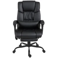 Vinsetto Fauteuil de bureau ergonomique avec fonction massage, siège de bureau avec repose-pieds, dossier haut, soutien lombaire noir(m-7)