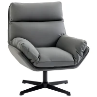 HOMCOM Accent Chair with 360 Swivel Armchair for Living Room with Padded Cushion Dark Grey(m-11)