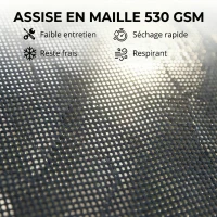Outsunny Bain de Soleil Transat de Jardin avec Roulettes Inclinable à Plat 4 Positions et Textilène 530g/m² Gris Foncé(m-7)