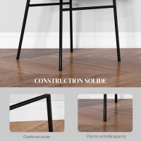 HOMCOM Lot de 2 chaises de salle à manger assise rembourrée en tissu aspect lin pieds en acier stable design moderne gris(m-6)