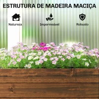 Outsunny Floreira de Madeira com Rodas Orifício de Drenagem e Forro Não Tecido 60x30x41 cm Castanho Escuro(m-6)