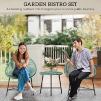 Outsunny Rattan Bistro Set with Acapulco Chairs and Glass Table, Green(m-4)