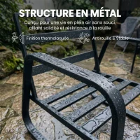 Outsunny Salon de Jardin 4 Pièces avec Coussins Déhoussables Très Épais 10cm Table Basse en Verre Trempé Noir(m-5)