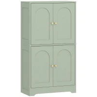 HOMCOM Küchenbuffet, Küchen-Aufbewahrungsmöbel mit 4 geschwungenen Türen und 2 verstellbaren Einlegeböden, 60 x 30 x 110 cm, grün(m-7)