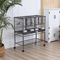 PawHut Large Bird Cage Parrot Cage with Divider, Slide Tray for Finch Canaries Parakeets Cockatiels, 95 x 45.5 x 102 cm(m-11)