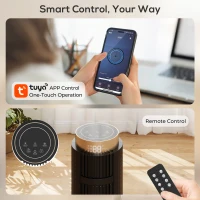 HOMCOM Tower Fan with WiFi App Control, Standing Floor Fan with 3 Speed 4 Modes, 12 Hour Timer and Night Light Black(m-4)