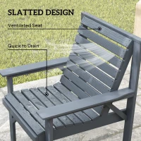 Outsunny 4 Piece Wooden Garden Furniture Set, Outdoor Garden Sofa Set with 2 Armchairs, Loveseat and Coffee Table, Grey(m-7)