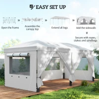 Outsunny 3 x 6 m Pop Up Canopy with UV50+ Protection Garden Gazebo with 6 Sidewalls, White(m-8)