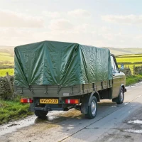 Outsunny Lona Impermeável Exterior 4x6 m Toldo PE 90 g/m² Proteção UV com Ilhós Reforçados para Lenha Móveis de Jardim Verde(m-6)