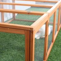 PawHut Wooden Rabbit Hutch Cage 6ft with Wire Mesh, Openable Roof, Play Space for Outdoor, Natural Wood Finish(m-10)