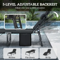 Outsunny Folding Sun Loungers for Garden Set of 2, 5-Position Oversized Camping Bed Recliner with Cushions, Dark Grey(m-4)