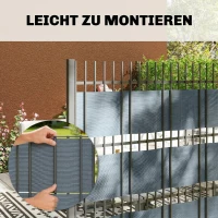 Outsunny Sichtschutzstreifen 4er Set Kunststoff UV-beständiger wasserdichter Sichtschutz mit Befestigungsclips 35 m x 19 cm Grau(m-6)