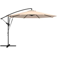 Outsunny 3 m Cantilever Parasol with Protective Cover and Wind Ropes, Banana Parasol with Crank Handle, Khaki(m-1)