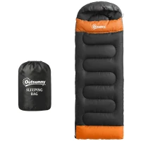 Outsunny Sleeping Bag for Adults, Lightweight & Compact Sleeping Bag, 3 Seasons, Grey(m-11)