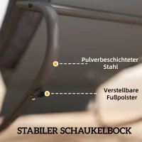 Outsunny Schaukelstuhl Schaukelsessel mit breitem Netzsitz dickem Kissen 101 x 66 x 63 cm Grau(m-7)