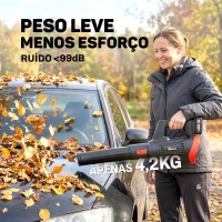 Outsunny Soprador de Folhas Sem Fios 18 V com 2 Baterias 4.0 Ah e Carregador Motor Sem Escovas 600 W 3 Velocidades Correia para Ombro 149 km/h 96x16,5x29 cm Preto(m-8)