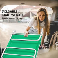 Outsunny Steel Frame Sun Lounger, with Reclining Back - Dark Green(m-6)