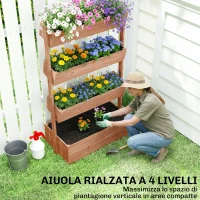 Outsunny Letto da Giardino Rialzato, Fioriera Verticale in Legno con Drenaggio e Rivestimento.(m-4)