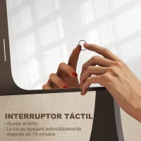 HOMCOM Espejo Joyero con Luces LED Armario Joyero con Espejo Entero de Ángulo Ajustable Cajón Luces Apagado Automático Gris(m-4)