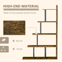 HOMCOM 5-Tier Bookcase, Wooden Ladder Bookshelf Display Stand, Rustic Brown(m-5)