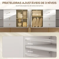 HOMCOM Aparador Moderno com 3 Gavetas Prateleiras Ajustáveis Bancada com Efeito Mármore Pés em Aço 120x39,1x76 cm Branco(m-5)