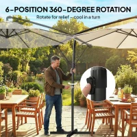 Outsunny 3 m Garden Cantilever Parasol with Cover, Round Overhanging Umbrella with 360° Rotation, Tilt, Cream White(m-6)