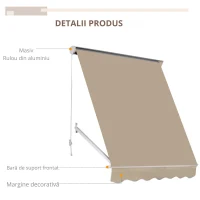 Outsunny Perdea de Soare Rulantă pentru Exterior, Jaluzea de Perete cu Protecție UV, Material Poliester Rezistent, 180x70cm, Bej(m-4)